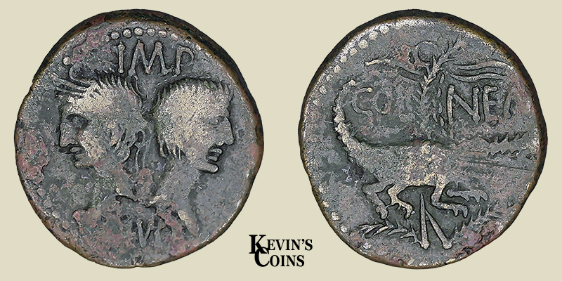 Brass Dupondius, 27 B.C.- AD 14 Gaul, Nemausus RIC 523
