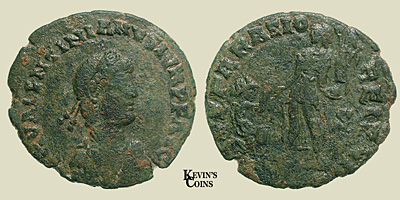 Valentinian II Bronze Half Centenionalis RIC 59a Constantinople