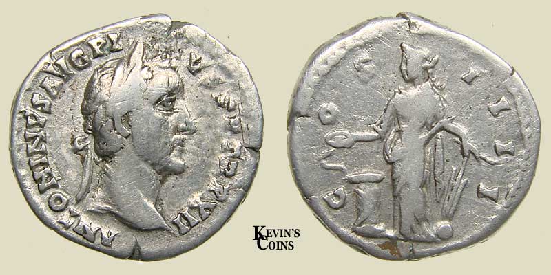 Silver Denarius Struck AD 148-149 Rome RIC 181