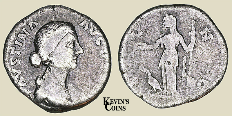 Silver Denarius of Faustina Jr. RIC 688