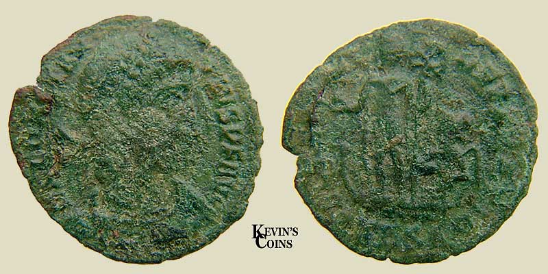 Constantius II Bronze Quarter Maiorina RIC 199 Thessalonica (2)