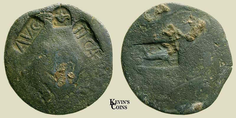 AE21 Bronze Countermarked Roman Coin