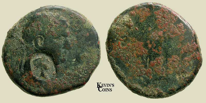 AE22 Countermarked Provincial Coin Of Domitian