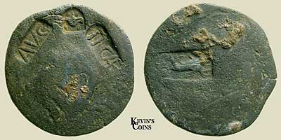 AE21 Bronze Countermarked Roman Coin