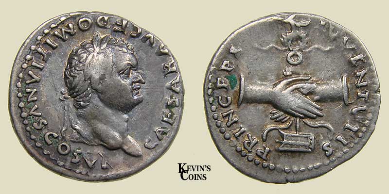 Silver Denarius as Caesar under Vespasian RIC 246