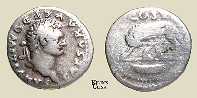 Silver Denarius as Caesar under Vespasian  Rome RIC 241