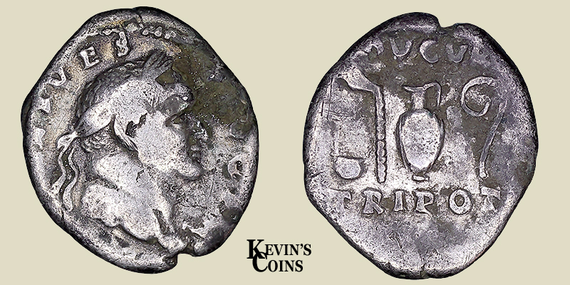 Silver Denarius Struck A.D. 70-72 Rome, RIC 30