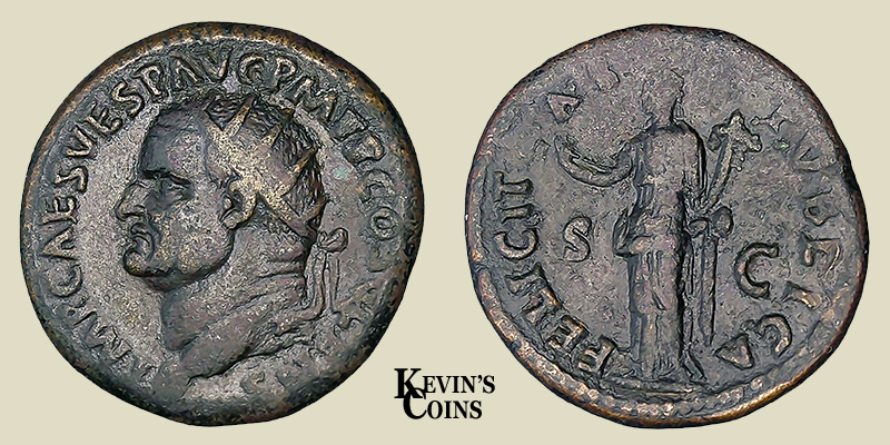 Orichalcum Dupondius Struck AD 74, Rome, RIC 555