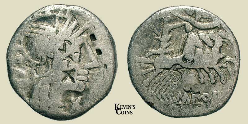AR Denarius.&nbsp;Marcus Porcius Laece&nbsp;125 B.C. Rome